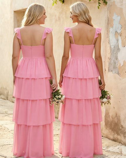 Chiffon Sweetheart A Line Bridesmaid Dresses with Slit
