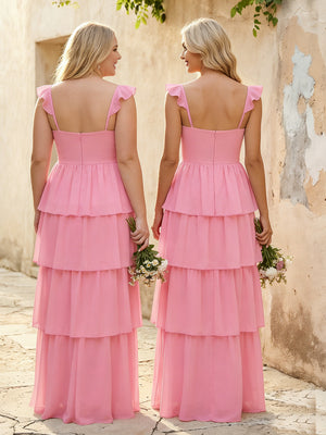Chiffon Sweetheart A Line Bridesmaid Dresses with Slit