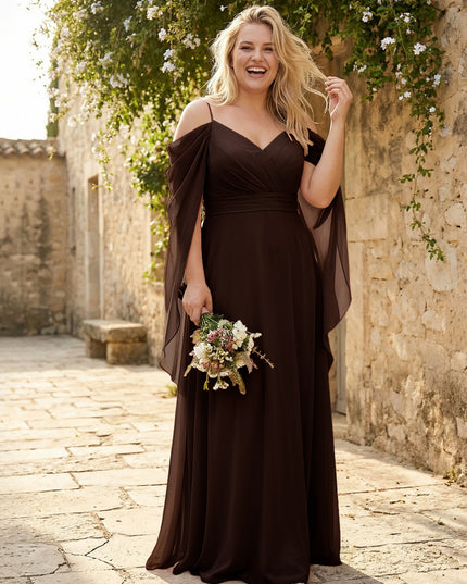 Spaghetti Straps V Neck Corset Ruffles Bridesmaid Dresses