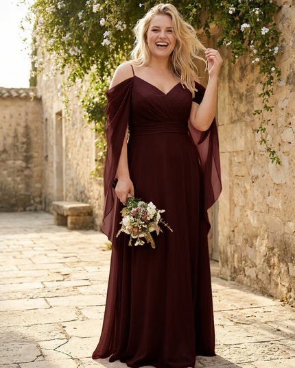 Spaghetti Straps V Neck Corset Ruffles Bridesmaid Dresses