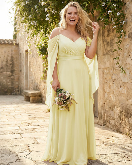 Spaghetti Straps V Neck Corset Ruffles Bridesmaid Dresses