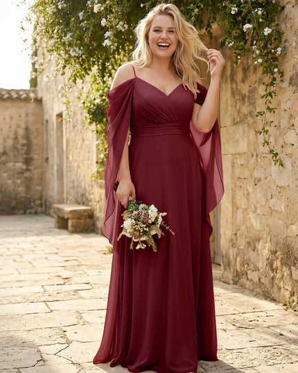 Spaghetti Straps V Neck Corset Ruffles Bridesmaid Dresses