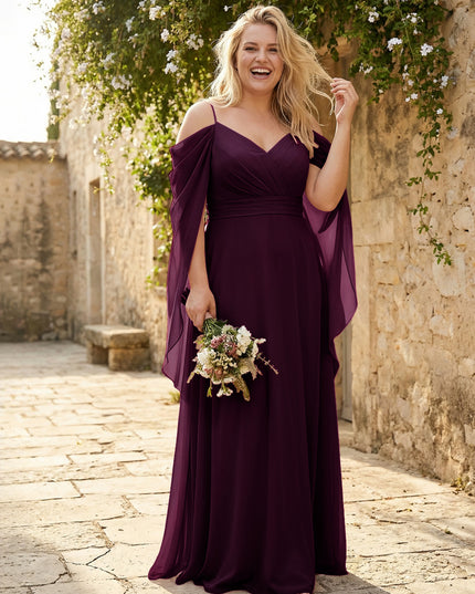 Spaghetti Straps V Neck Corset Ruffles Bridesmaid Dresses