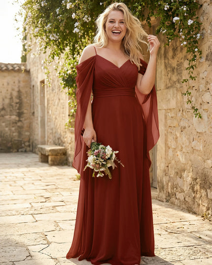 Spaghetti Straps V Neck Corset Ruffles Bridesmaid Dresses