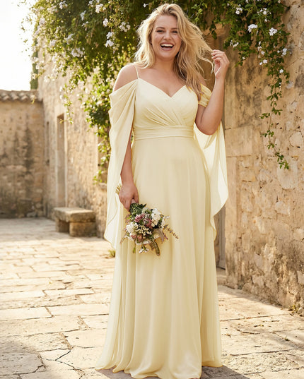 Spaghetti Straps V Neck Corset Ruffles Bridesmaid Dresses