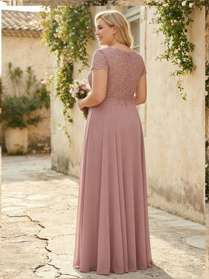 Chiffon Lace Appliques Scoop Neck Bridesmaid Dresses