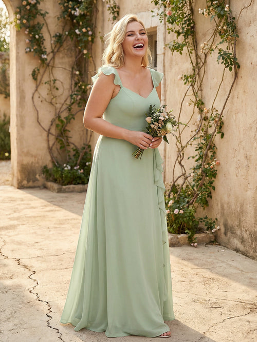 V Neck Sweetheart Chiffon Bridesmaid Dresses