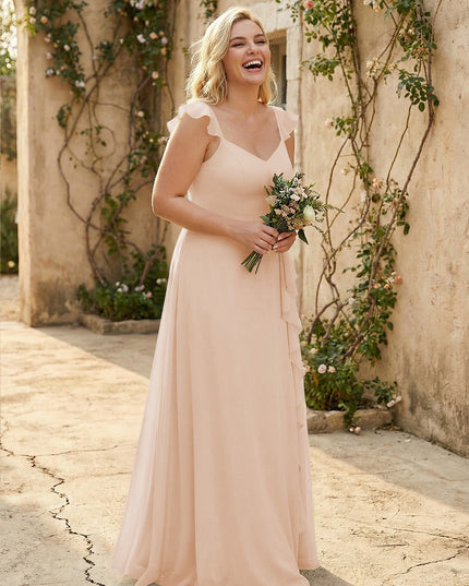 V Neck Sweetheart Chiffon Bridesmaid Dresses