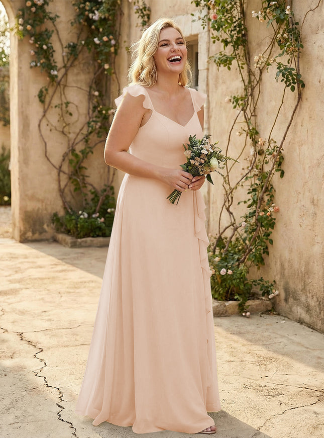 V Neck Sweetheart Chiffon Bridesmaid Dresses