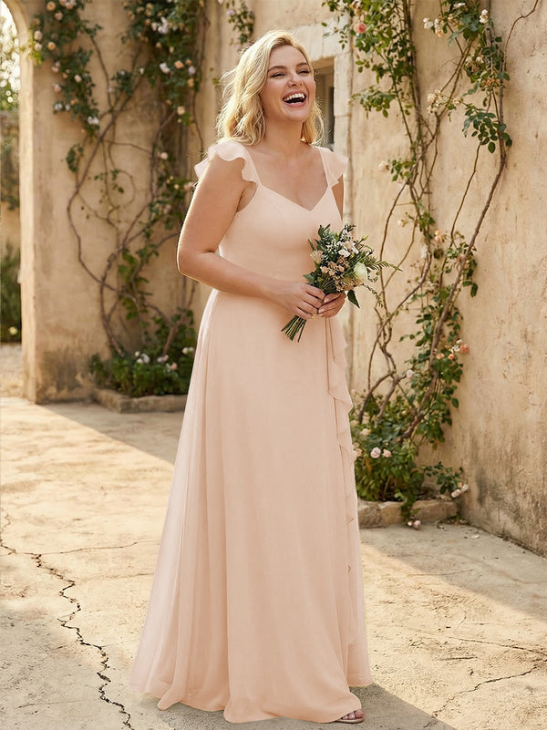 V Neck Sweetheart Chiffon Bridesmaid Dresses