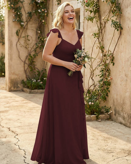 V Neck Sweetheart Chiffon Bridesmaid Dresses