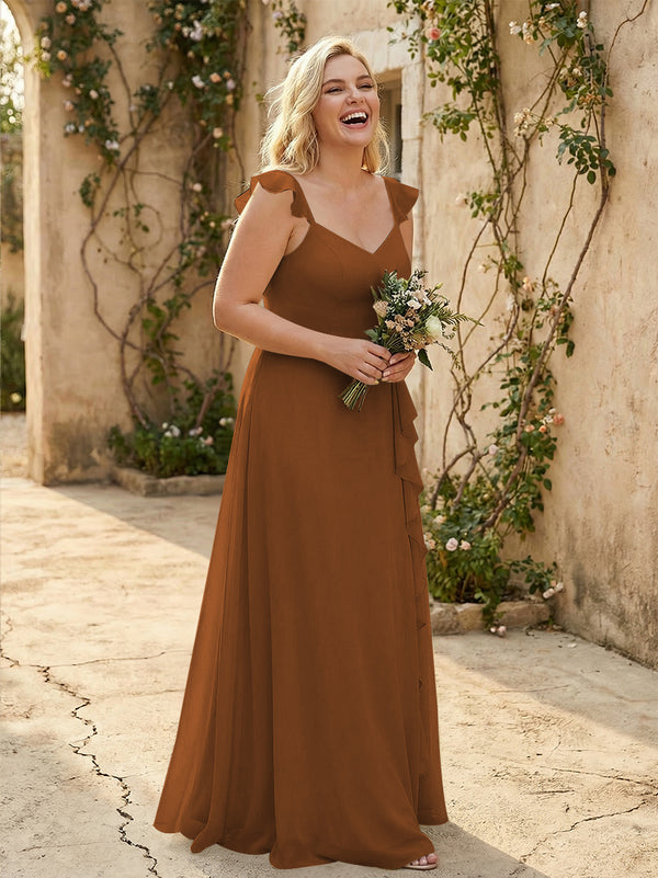 V Neck Sweetheart Chiffon Bridesmaid Dresses