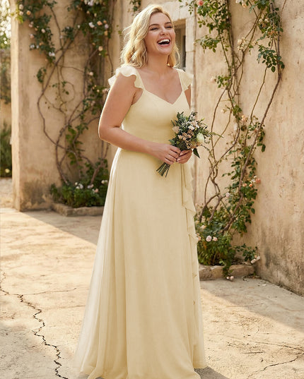 V Neck Sweetheart Chiffon Bridesmaid Dresses