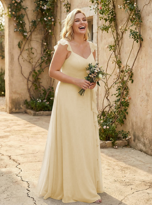 V Neck Sweetheart Chiffon Bridesmaid Dresses