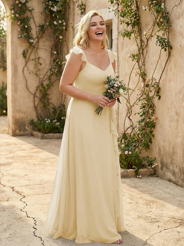 V Neck Sweetheart Chiffon Bridesmaid Dresses