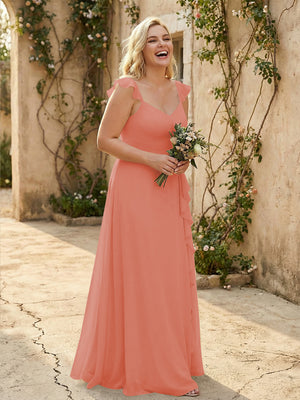V Neck Sweetheart Chiffon Bridesmaid Dresses