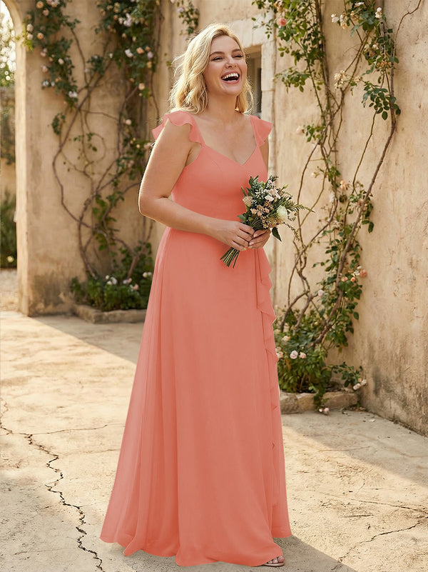 V Neck Sweetheart Chiffon Bridesmaid Dresses