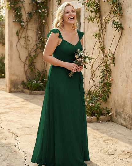 V Neck Sweetheart Chiffon Bridesmaid Dresses