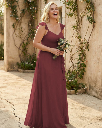 V Neck Sweetheart Chiffon Bridesmaid Dresses