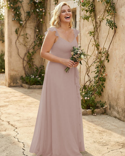 V Neck Sweetheart Chiffon Bridesmaid Dresses