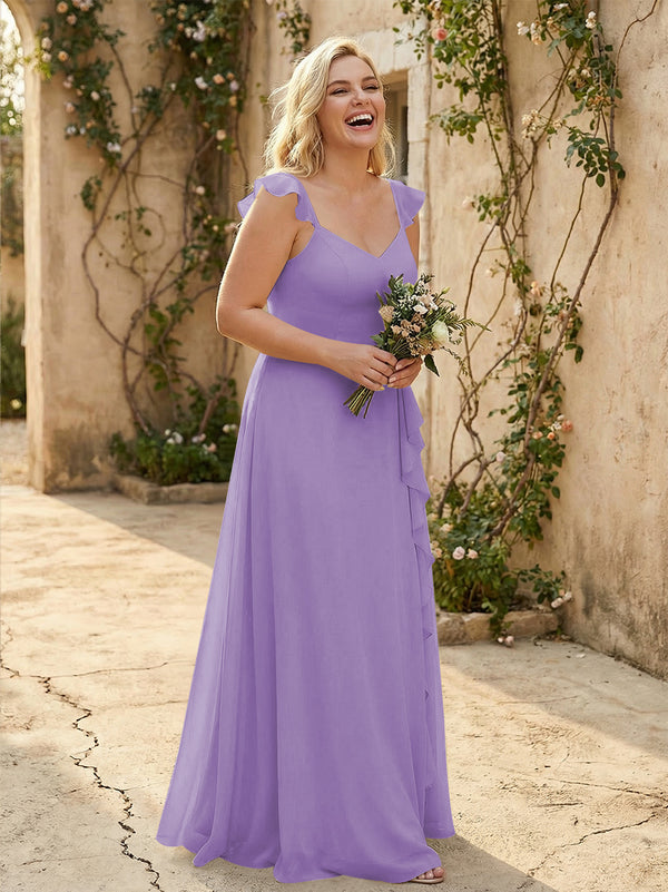 V Neck Sweetheart Chiffon Bridesmaid Dresses