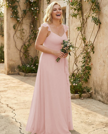 V Neck Sweetheart Chiffon Bridesmaid Dresses