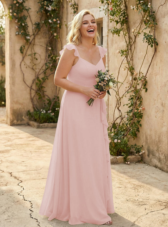 V Neck Sweetheart Chiffon Bridesmaid Dresses
