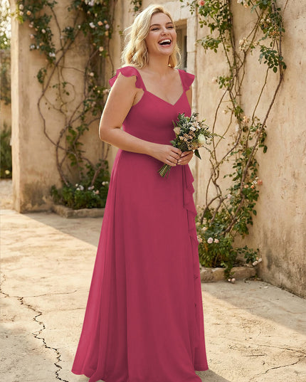 V Neck Sweetheart Chiffon Bridesmaid Dresses