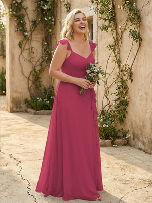 V Neck Sweetheart Chiffon Bridesmaid Dresses