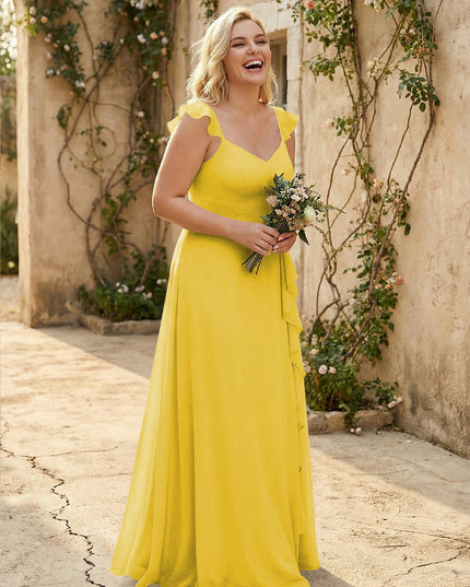 V Neck Sweetheart Chiffon Bridesmaid Dresses