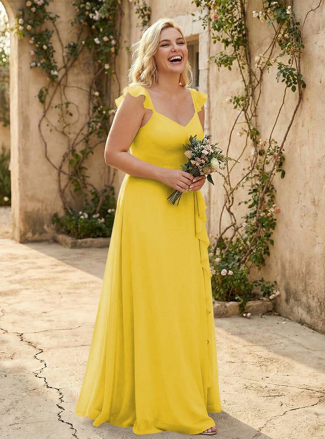V Neck Sweetheart Chiffon Bridesmaid Dresses