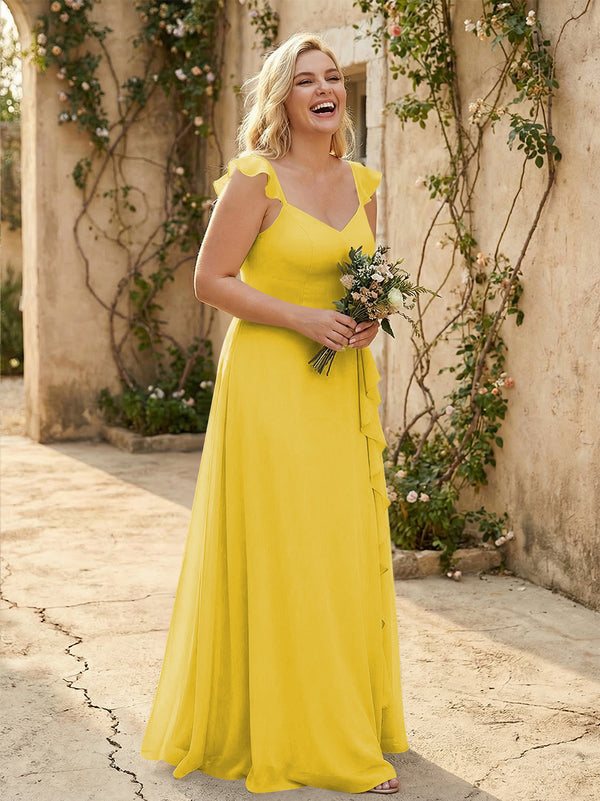 V Neck Sweetheart Chiffon Bridesmaid Dresses