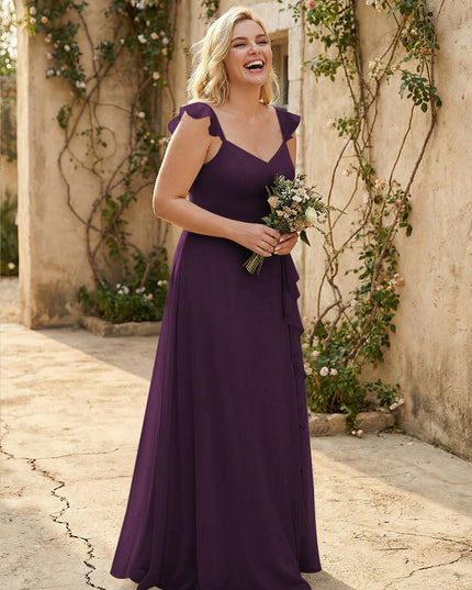 V Neck Sweetheart Chiffon Bridesmaid Dresses