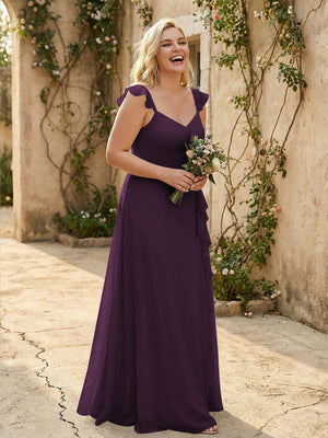 V Neck Sweetheart Chiffon Bridesmaid Dresses