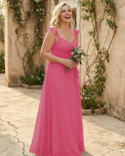 V Neck Sweetheart Chiffon Bridesmaid Dresses