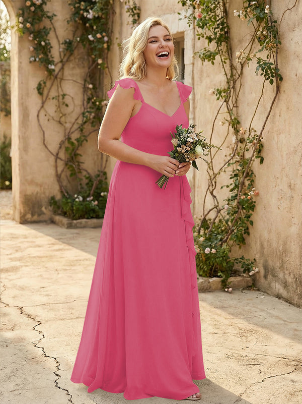 V Neck Sweetheart Chiffon Bridesmaid Dresses