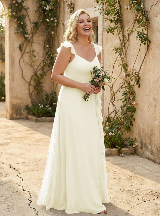 V Neck Sweetheart Chiffon Bridesmaid Dresses