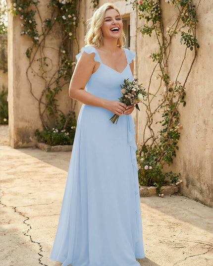 V Neck Sweetheart Chiffon Bridesmaid Dresses