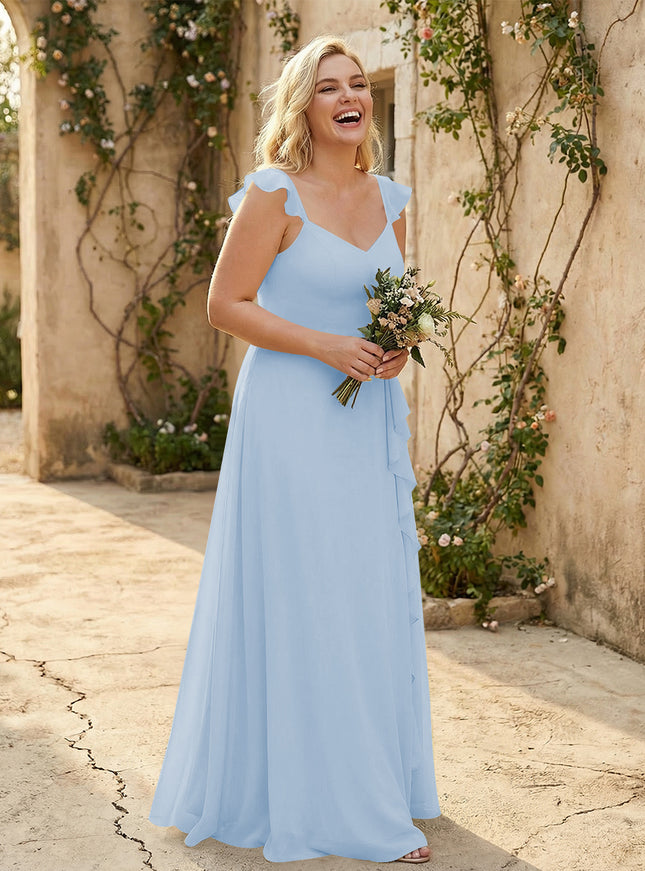 V Neck Sweetheart Chiffon Bridesmaid Dresses