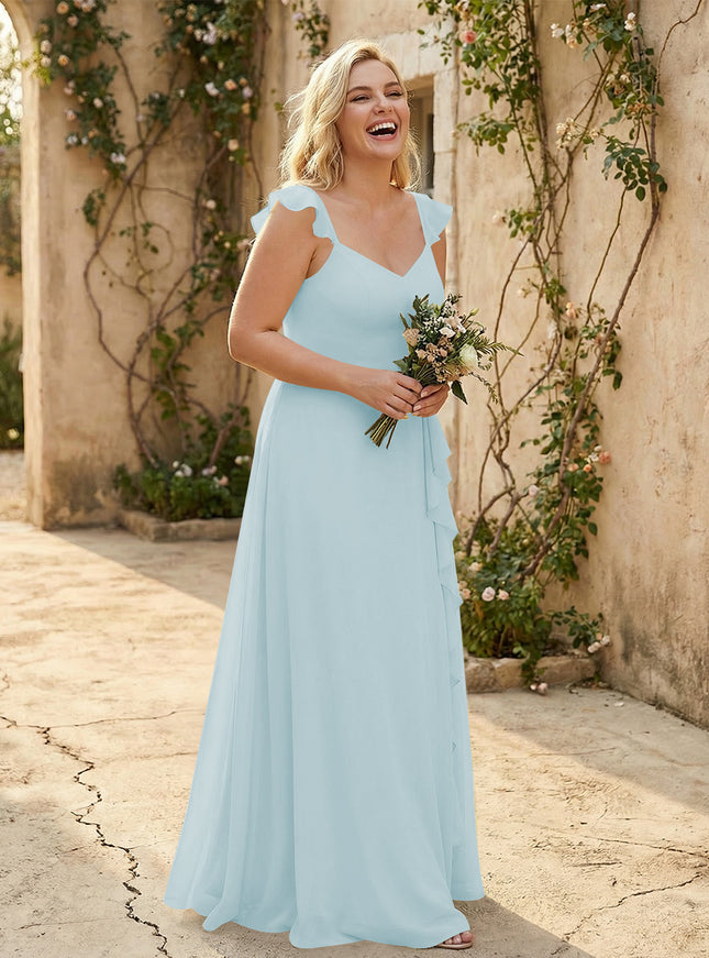 V Neck Sweetheart Chiffon Bridesmaid Dresses