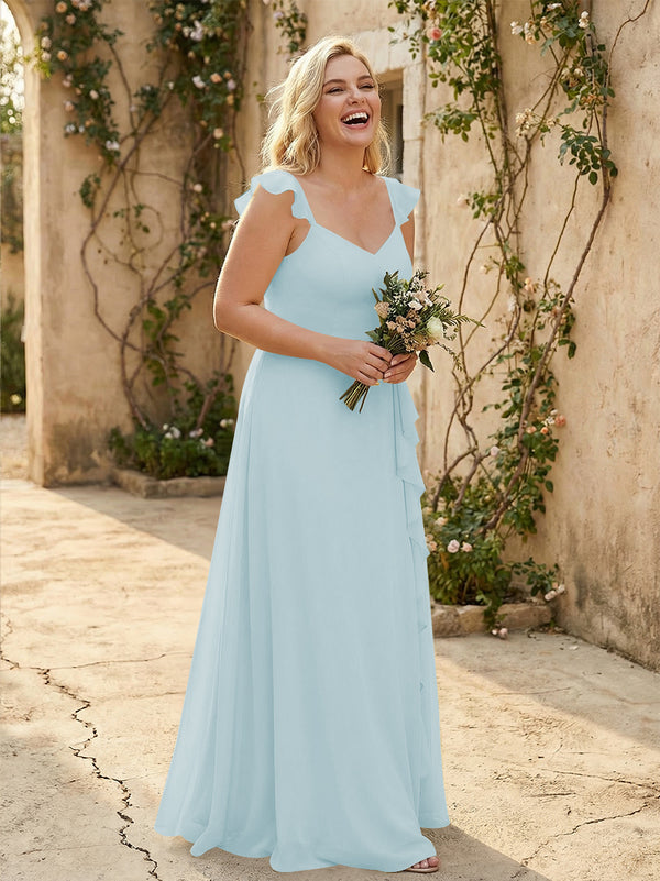V Neck Sweetheart Chiffon Bridesmaid Dresses