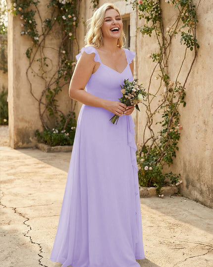 V Neck Sweetheart Chiffon Bridesmaid Dresses
