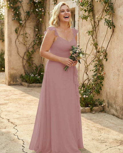 V Neck Sweetheart Chiffon Bridesmaid Dresses