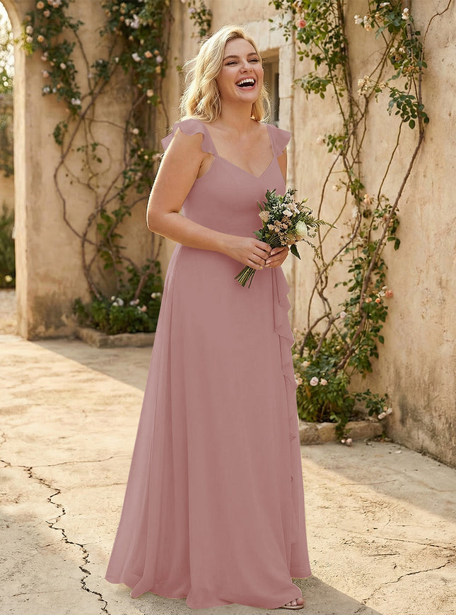 V Neck Sweetheart Chiffon Bridesmaid Dresses