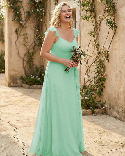 V Neck Sweetheart Chiffon Bridesmaid Dresses