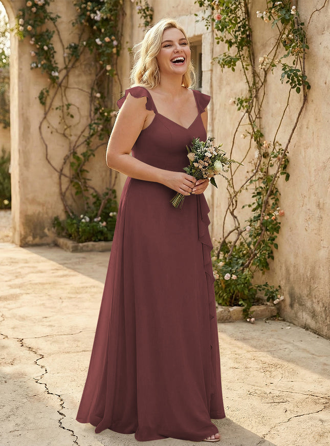 V Neck Sweetheart Chiffon Bridesmaid Dresses