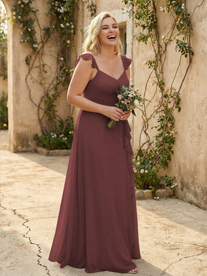 V Neck Sweetheart Chiffon Bridesmaid Dresses