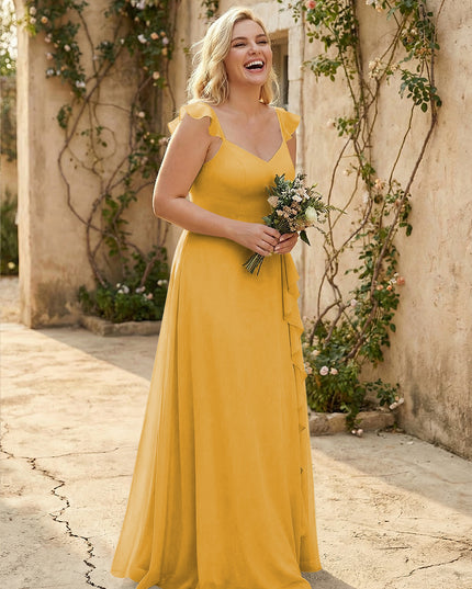 V Neck Sweetheart Chiffon Bridesmaid Dresses