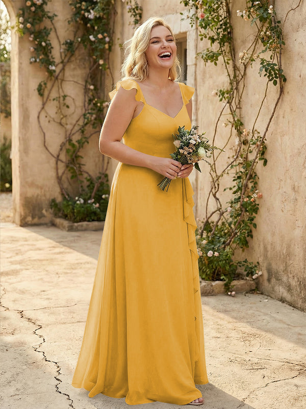 V Neck Sweetheart Chiffon Bridesmaid Dresses