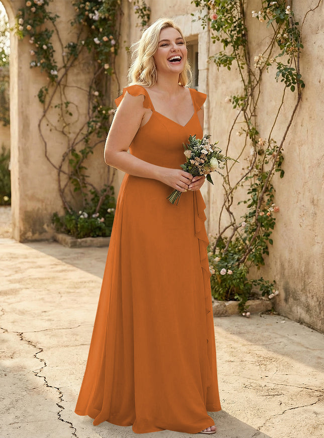 V Neck Sweetheart Chiffon Bridesmaid Dresses